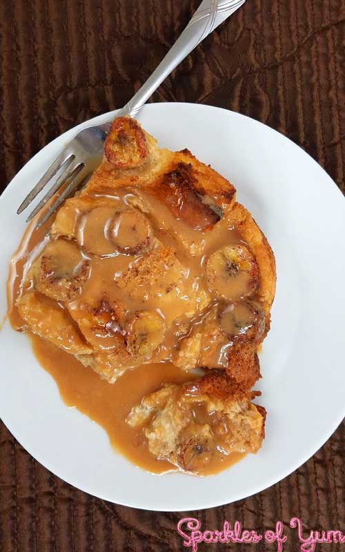 This Salted Caramel Banana Bread Pudding is as close to heaven on a fork as you can get! Bananas and bread drenched in salted caramel, all toasty warm straight out of the oven.