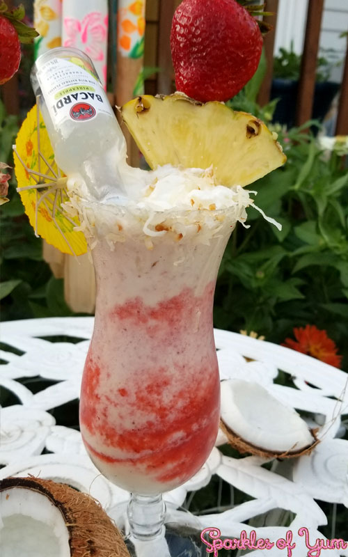 Delicious Strawberry Lava Flow Pina Colada Mocktail - Delectable Food Life