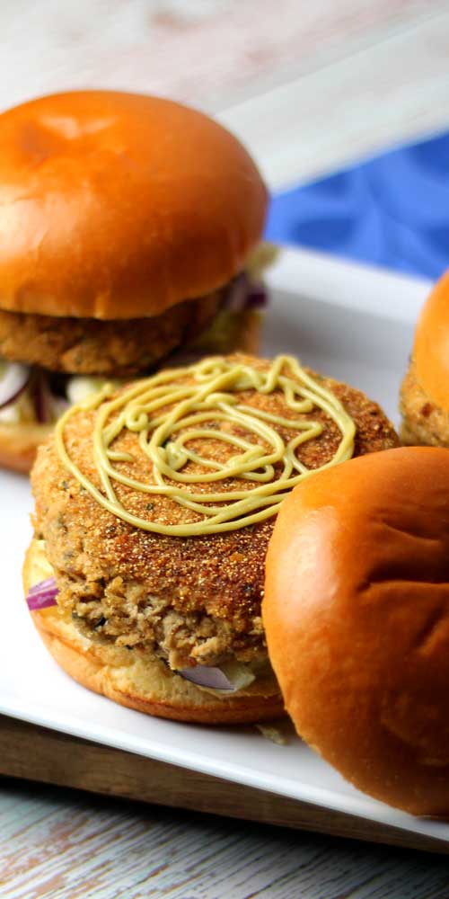 Salmon Burgers with Wasabi Mayo