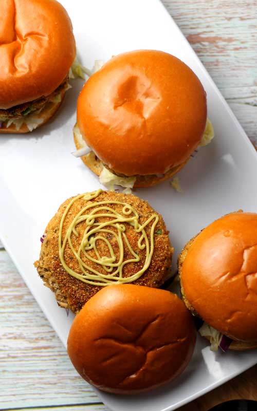 These Salmon Patties with Wasabi Aioli rock! They taste incredible. You can make them in less than 20 minutes. And they’re healthy!