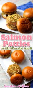 These Salmon Patties with Wasabi Aioli rock! They taste incredible. You can make them in less than 20 minutes. And they’re healthy!