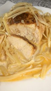 Lighter Chicken Lazone and Linguine - Such simple ingredients everyone has on hand adds up to such great flavor. No one has to know how simple and quick it is.