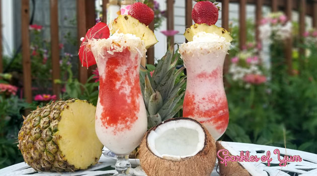 Delicious Strawberry Lava Flow Pina Colada Mocktail - Delectable Food Life