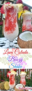 Step up your pina colada game with this Lava Colada Boozy Shake recipe. A twist on the famous Lava Flow from Hawaii, transformed into a milkshake!
