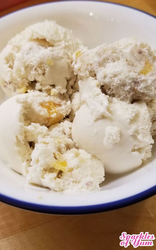 Honey Vanilla Peach Cobbler Ice Cream, where have you been my whole life? Don't make this alone...you will eat all of it yourself!