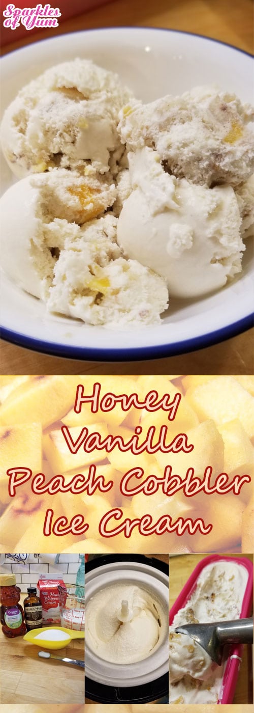 Honey Vanilla Peach Cobbler Ice Cream