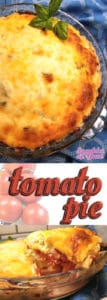 Recipe for Tomato Pie - This Tomato Pie recipe is just creamy, cheesy, tomato'y goodness in a pie crust. Bursting with the flavor of home grown tomatoes. I would almost dare to call this a TRUE pizza pie.