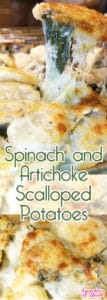 This Spinach and Artichoke Scalloped Potatoes recipe is absolutely delish! So creamy and cheesy. This takes scalloped potatoes to a whole new level.