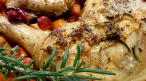 Need an elegant dinner that's simply delicious and easy? We have got just the dish for you, our recipe for Rosemary Chicken Over Cranberries & Carrots!