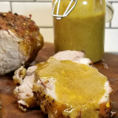 White Lightning Moonshine BBQ Sauce over Pork Tenderloin