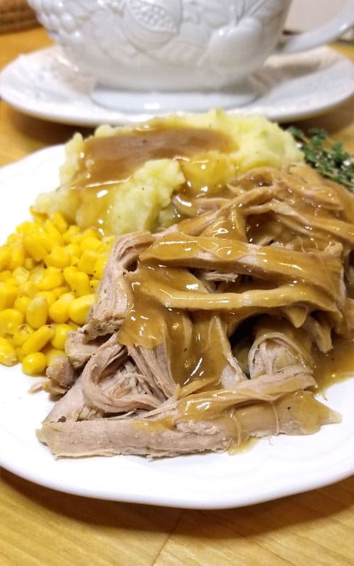 This Trisha Yearwood's Crock Pot Pork Tenderloin is so tender and SO tasty! What set this recipe above the others was the gravy!!!  It is over the moon good!