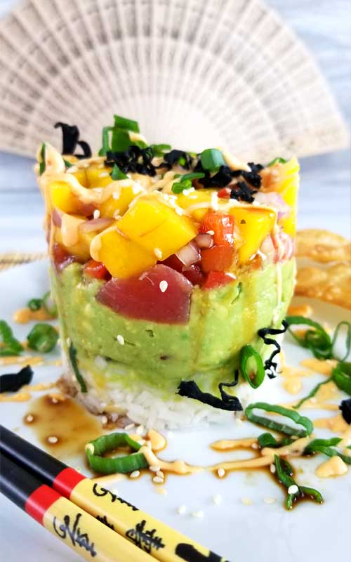 This Spicy Tuna Sushi Stack with Wonton Crisps is so good and not very complicated to make. The perfect solution for when you have a craving for sushi and just can't fork out the big bucks.