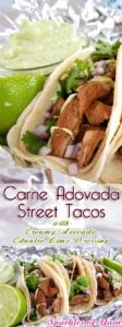 Carne Adovada Street Tacos Recipe - Looks like a misspelling of Avocado, it's not. This is what it's called, and it's the most tender, moist and flavorful Pork Tacos we've ever had! We also made an awesome Creamy Avocado Cilantro Lime Dressing to top it off with.