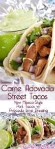 Carne Adovada Street Tacos Recipe - These New Mexico-Style Pork Tacos make for some of the most tender, moist, and flavorful Pork Tacos we've ever had! Complete with a Creamy Avocado Cilantro Lime Dressing.