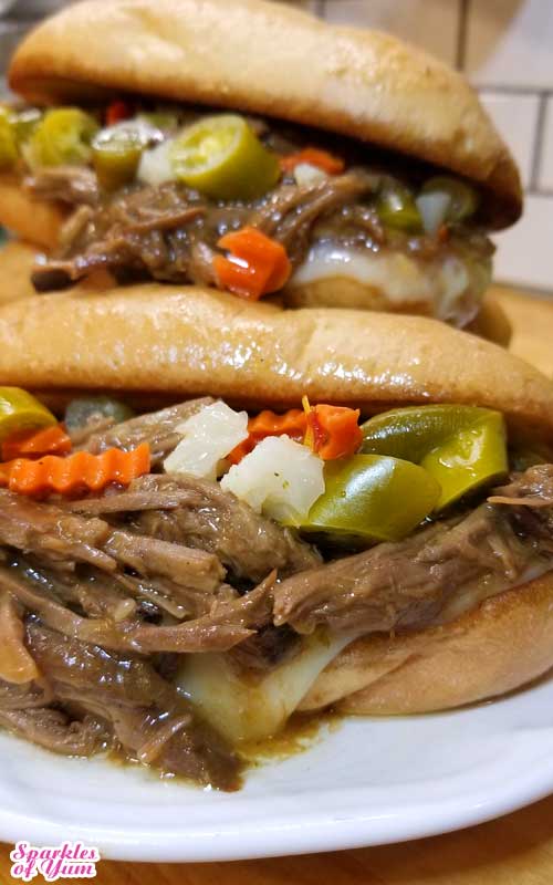 Slathered with luscious garlic butter, ooey-gooey provolone cheese, a bit of tang from the giardiniera, and the rich flavors of the roast beef. THIS Italian Roast Beef Sandwich is one of my all time favorite sandwiches!