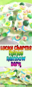 In need of a fun and simple treat? One that's not gonna cost a small fortune to make? My Lucky Charms Minty Rainbow Bark has you covered. This literally only takes a few minutes to make. #chocolatebark #stpatricksday #mintchocolate