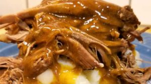 An easy peasy gravy makes a silky, scrumptious, and divine addition to this fork tender roast recipe that broke the internet. Hits it out of the park every time! A few squeezes with the tongs, and this roast literally falls apart.