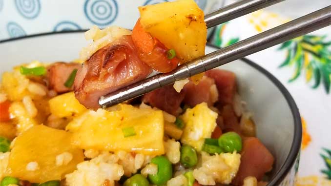 This Pineapple Fried Rice brightened our day with yummy sweet pineapple, salty ham, and all of the fresh veggies coming together to be downright deliciousness!