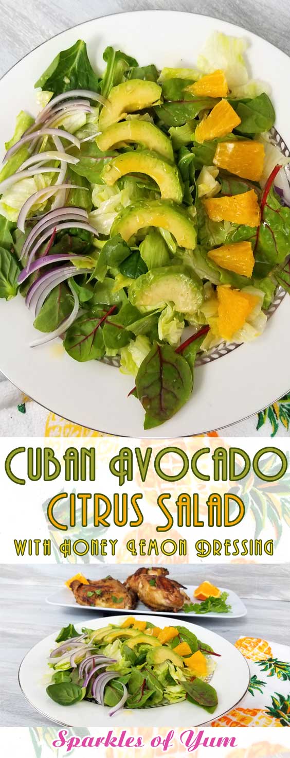 Cuban Avocado Citrus Salad with Honey Lemon Dressing
