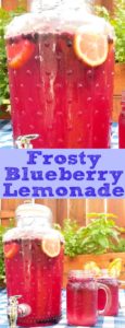 The whole family will love this Frosty Blueberry Lemonade. It has just the right amount of sweetness and tart, with slushie blueberry ice to keep you hydrated and beat the heat on a hot summer day.