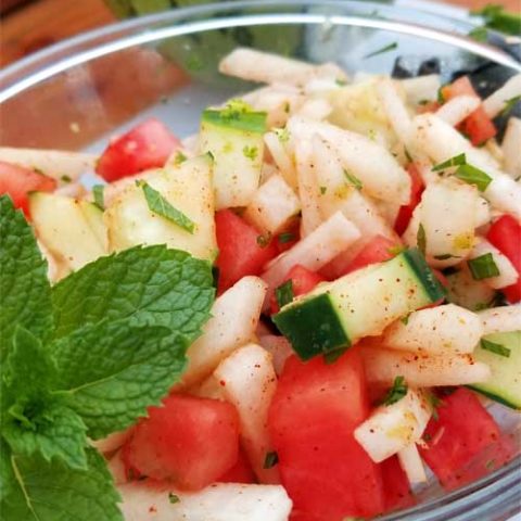 Crunchy Watermelon Jicama & Cucumber Salad