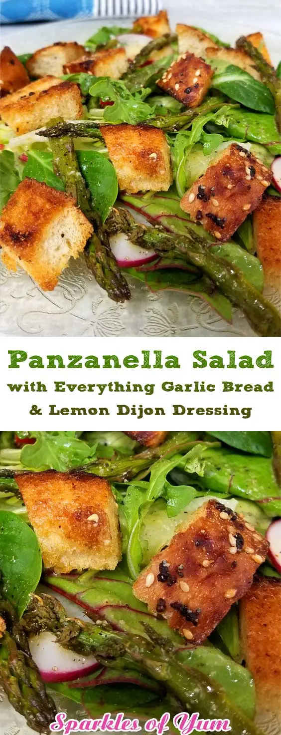 Panzanella Salad with Everything Garlic Bread & Lemon Dijon Dressing