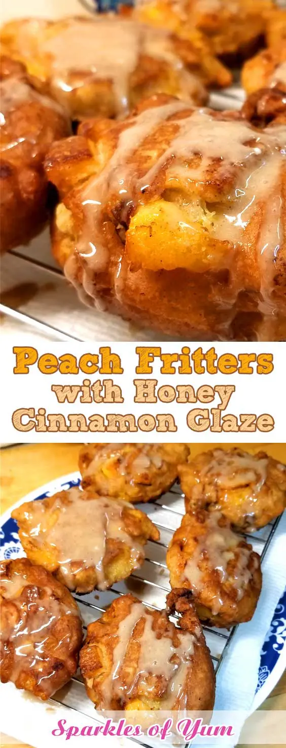 Peach Fritters with Honey Cinnamon Glaze