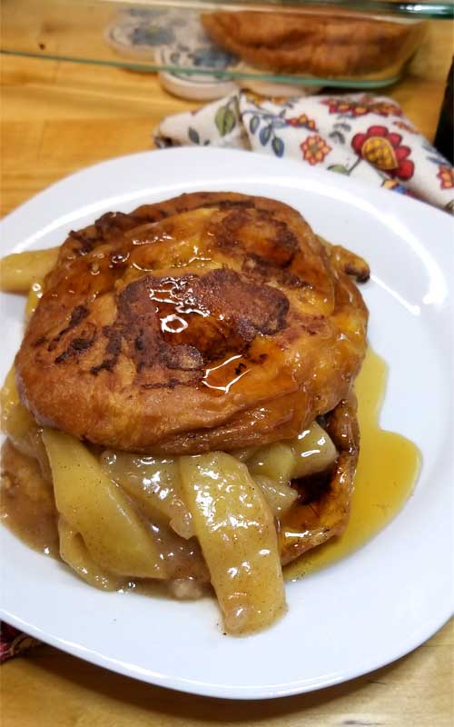 Decadently delicious Apple Pie Croissant French Toast, is pure buttery goodness filled with tender fried cinnamon apples, perfect for a fall brunch or special holiday breakfast.