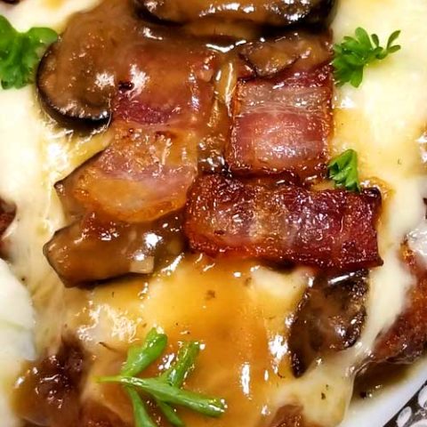 Fontina Pork Chops with Marsala Mushroom Gravy