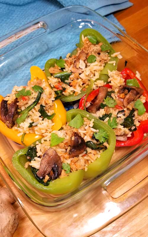 Today I have a unique twist on the average stuffed pepper recipe-Thai Curry Stuffed Peppers-SO FLAVORFUL!