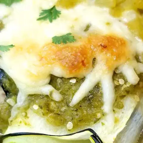 Salsa Verde Chicken Zucchini Enchiladas