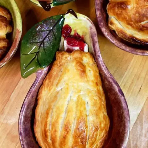 Pastry Wrapped Pears with Cranberries and Brie