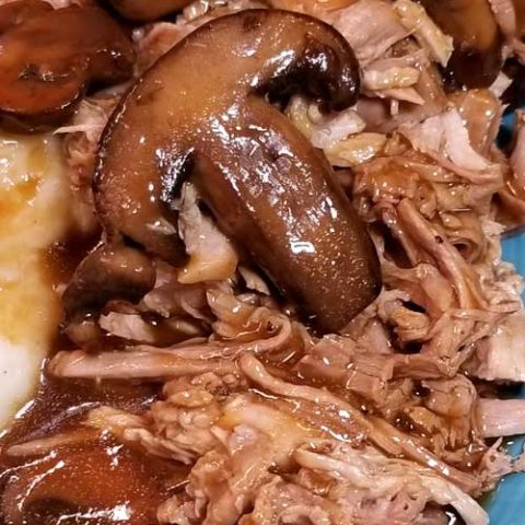 Instant Pot Pork Loin with a Sweet Balsamic Mushroom Sauce