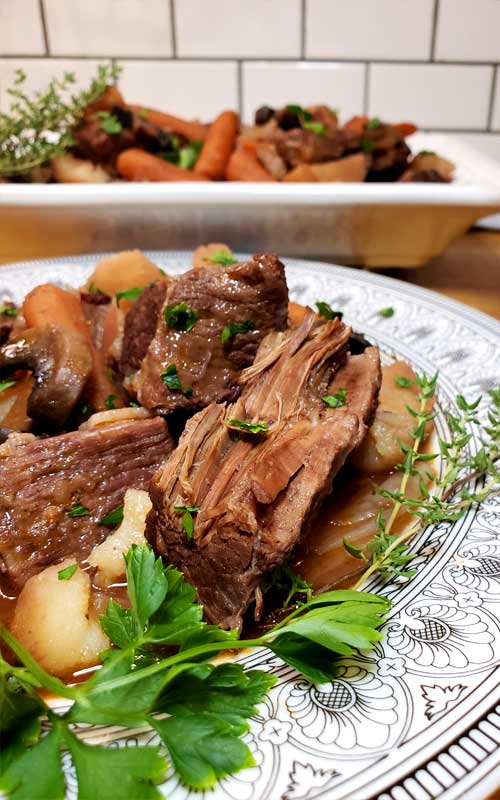 No knife needed, spoon tender, and so much flavor. You can't go wrong with this Instant Pot Beef Bourguignon, and it's EASY.