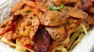 Creamy Cajun Shrimp and Sausage Pasta, is a celebration of flavors in one outstanding dish. I totally thought it tasted like I had ordered from a restaurant. This sauce is absolute Cajun heaven!