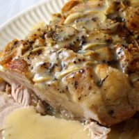 Garlic Herb Pork Roast and Creamy White Wine Gravy