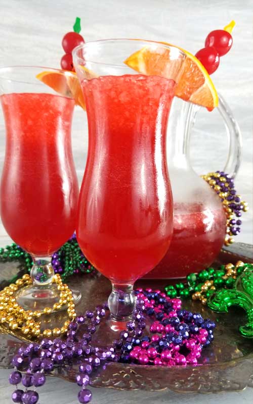 One of my all time favorite drinks, and it doesn't have to be Mardi Gras, is a good Classic Hurricane Cocktail. They're so pretty and taste so good we like to mix up a pitcher for BBQ season sometimes too.