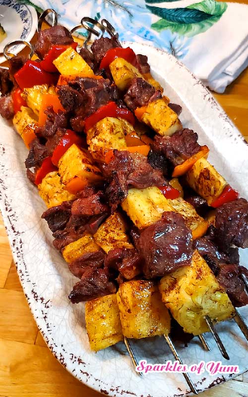 The grilled caramelized pineapple takes this dish over the top. These Brazilian Beef Kabobs with Pineapple and Peppers are very easy and so delish! Marinaded, smoky, and full of flavor goodness. Treat yourself this summer.