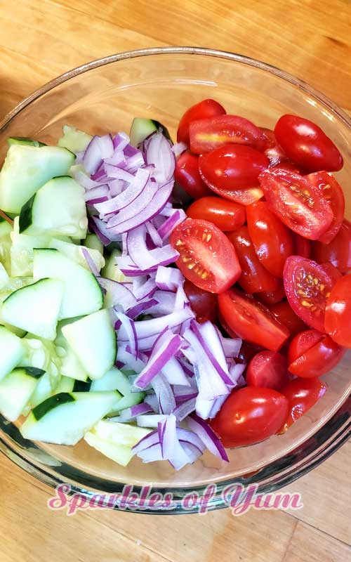 So simple, fresh, and healthy. This Cucumber Tomato Salad is the perfect side dish for anything summer!