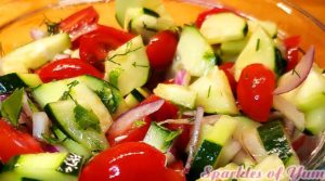 So simple, fresh, and healthy. This Cucumber Tomato Salad is the perfect side dish for anything summer!