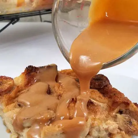 Salted Caramel Banana Bread Pudding