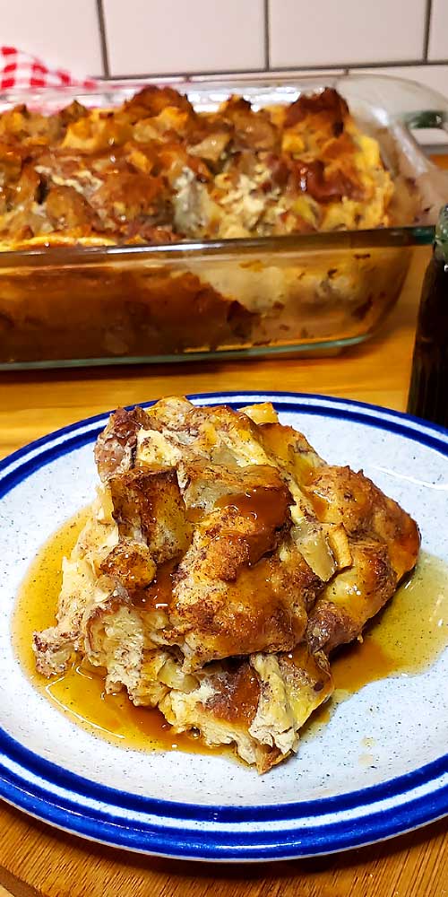 Perfect for a fall breakfast or a busy holiday morning. This Caramel Apple French Toast Casserole comes in handy when you have overnight guests, because you can easily toss it together the night before and feed a hungry crowd in no time.