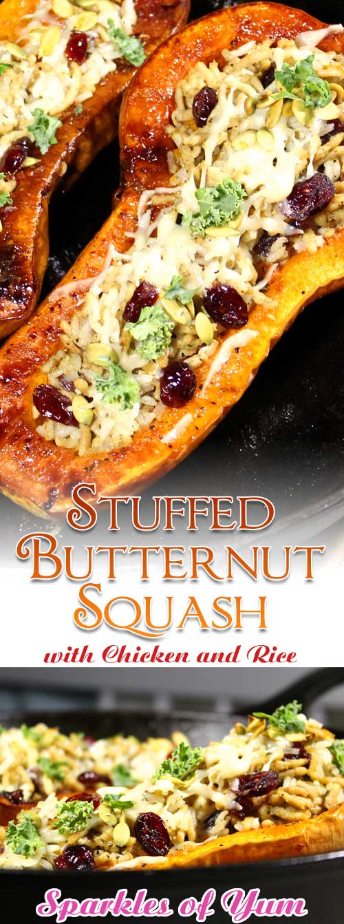 Stuffed Butternut Squash with Chicken and Rice