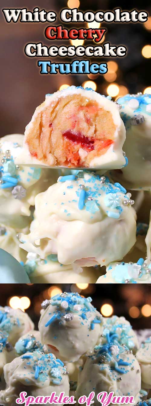 White Chocolate Cherry Cheesecake Truffles