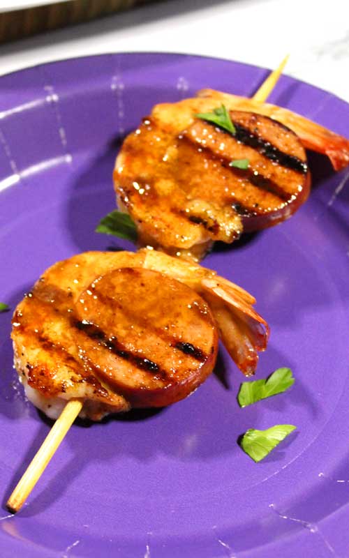 These Glazed New Orleans BBQ Shrimp & Sausage Kabobs are kind of magical because they disappear before your eyes. I'm not kidding I set these out for a party and poof gone, all gobbled up.