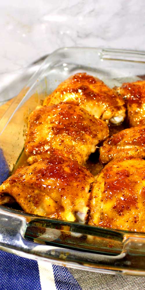 This Cajun Apricot Glazed Chicken is so juicy and full of some jazzy Cajun flavor. It's also a little bit sassy, a little bit saucy, a little bit spicy. You get what I'm say'n.