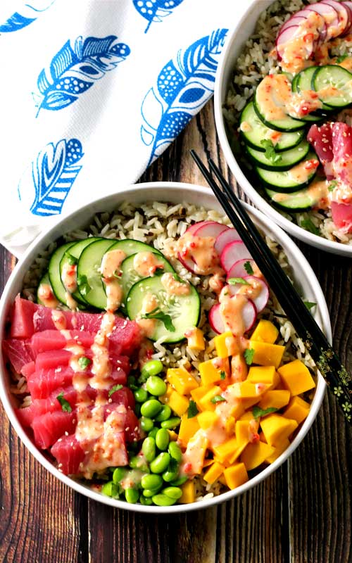 Hawaiian Poke Bowl Recipe with Spicy Aioli