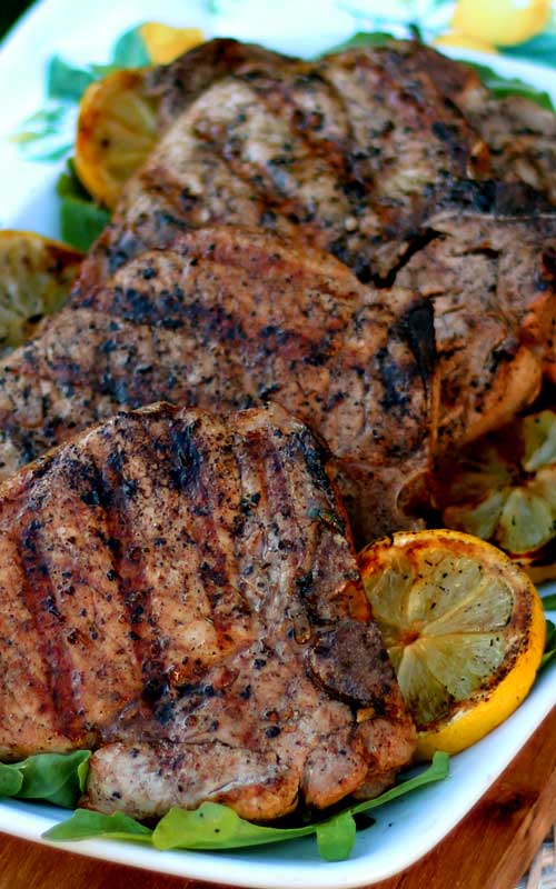 These Grilled Lemon Garlic Pork Chops were so fantastic! They were the superstar of our cookout! The lemon garlic marinade makes for the most juicy and tender chops around.