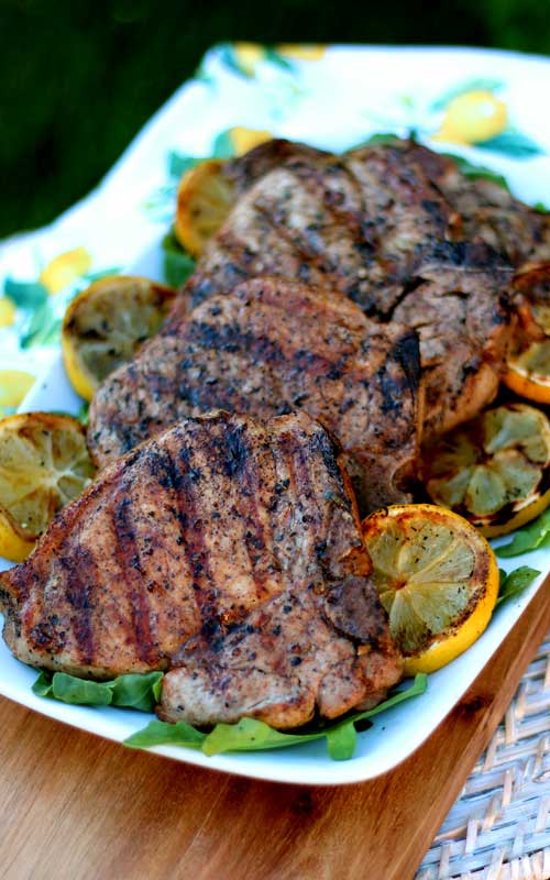 Grilled Lemon Garlic Pork Chops