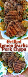 These Grilled Lemon Garlic Pork Chops were so fantastic! A the superstar of our cookout! The lemon garlic marinade makes for the most juicy and tender chops around.